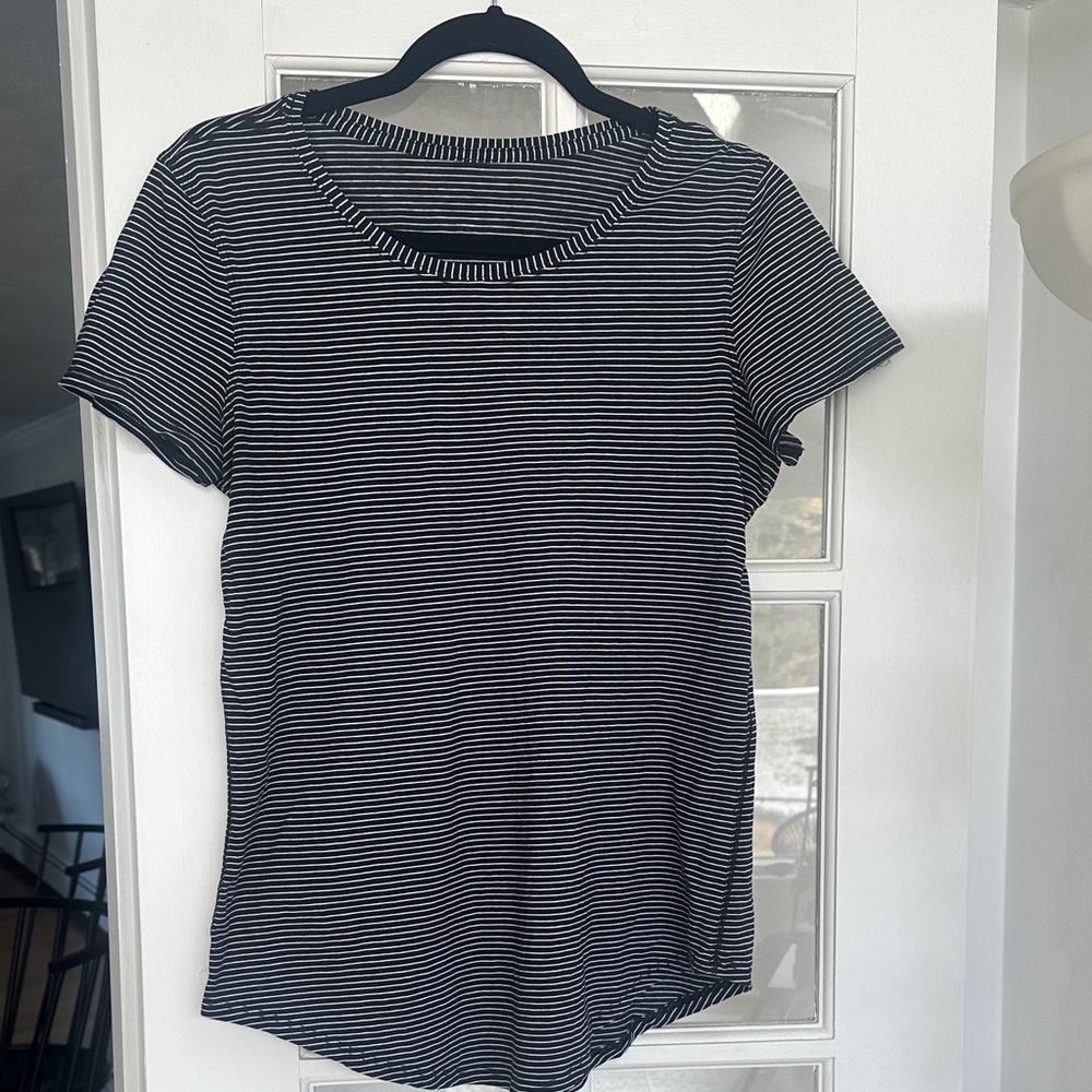 lululemon athletica Black and White Striped Tee